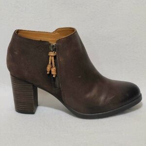 SPERRY Dasher Lille Women's 9.5M Ankle Booties Brown Leather & Suede Side Zip